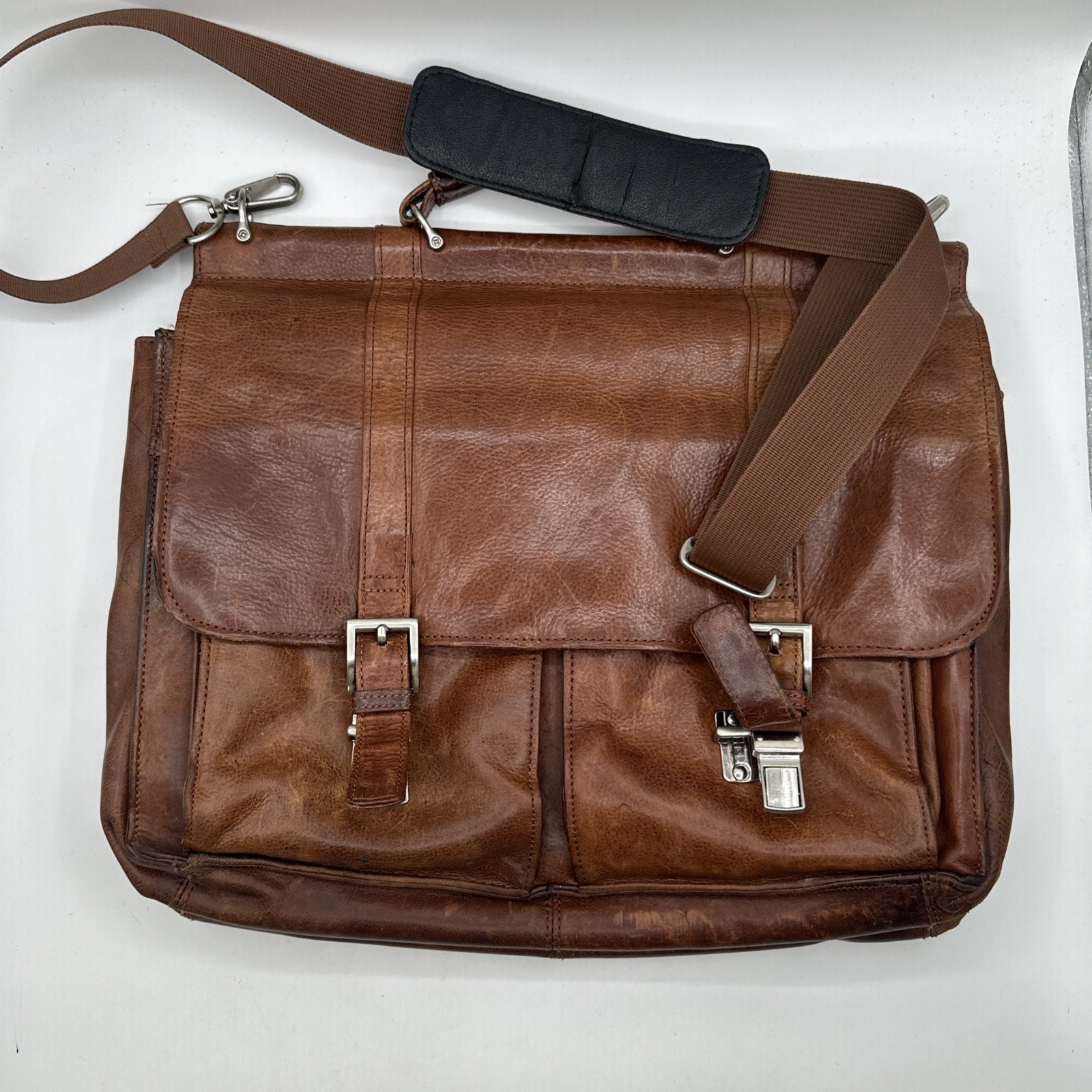 Wilson’s Leather Briefcase Brown Laptop Messenger Bag Commuting Travel Work Y2K