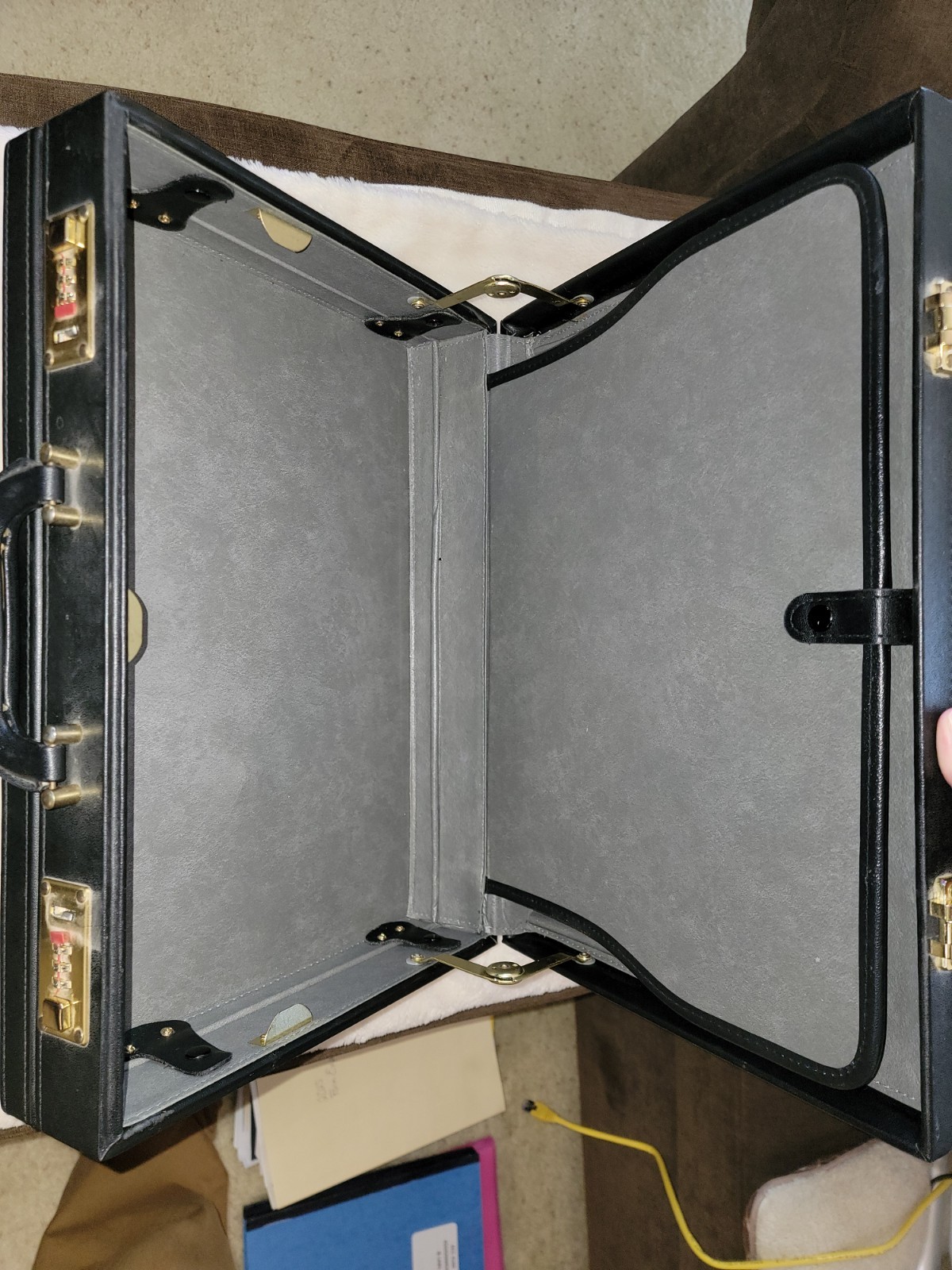 Black Briefcase with Double Locking Feature Slight Damage See Photos