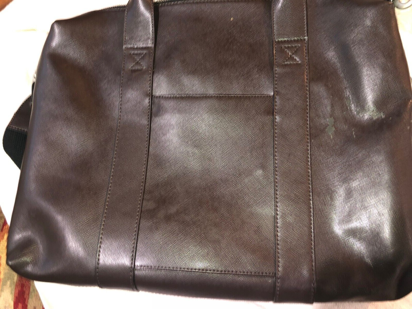 Jack Spade Men’s Adjustable Strap Leather Briefcase Laptop Bag Brown Pre-owned