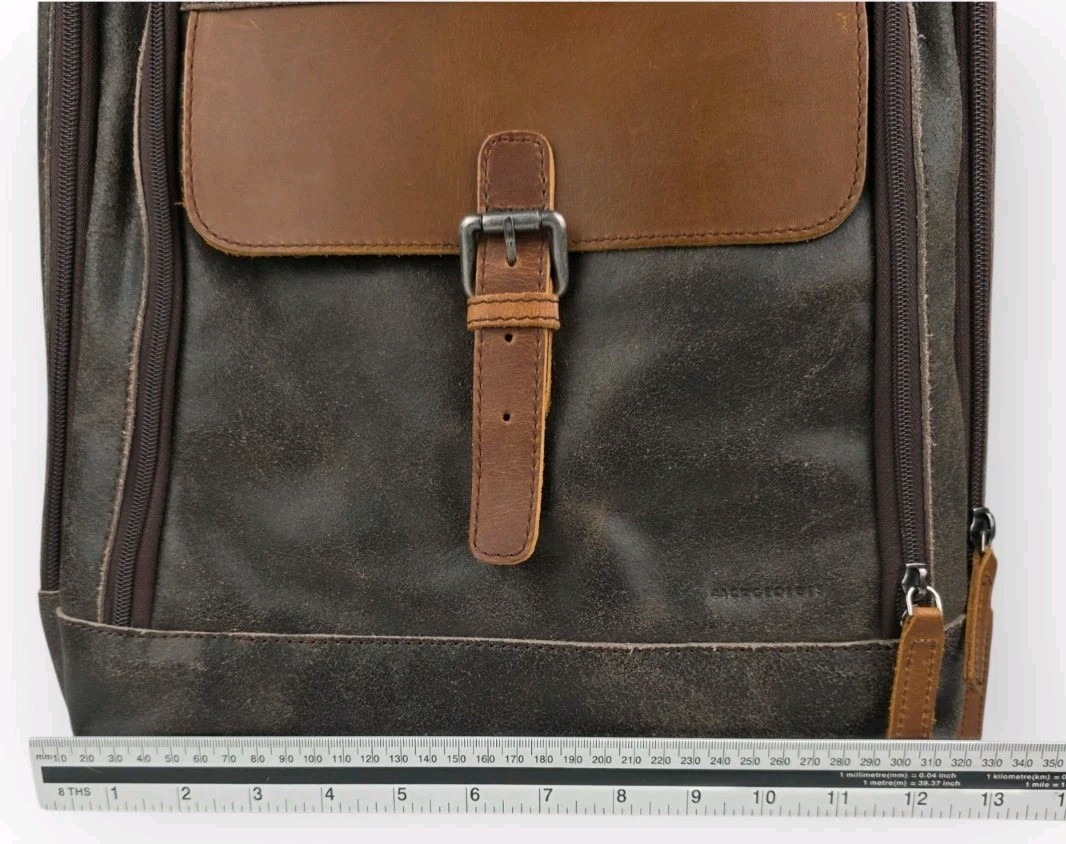 JACK GEORGES Dakota Laptop Backpack Distressed BUFFALO Leather RS516 (BROWN) New