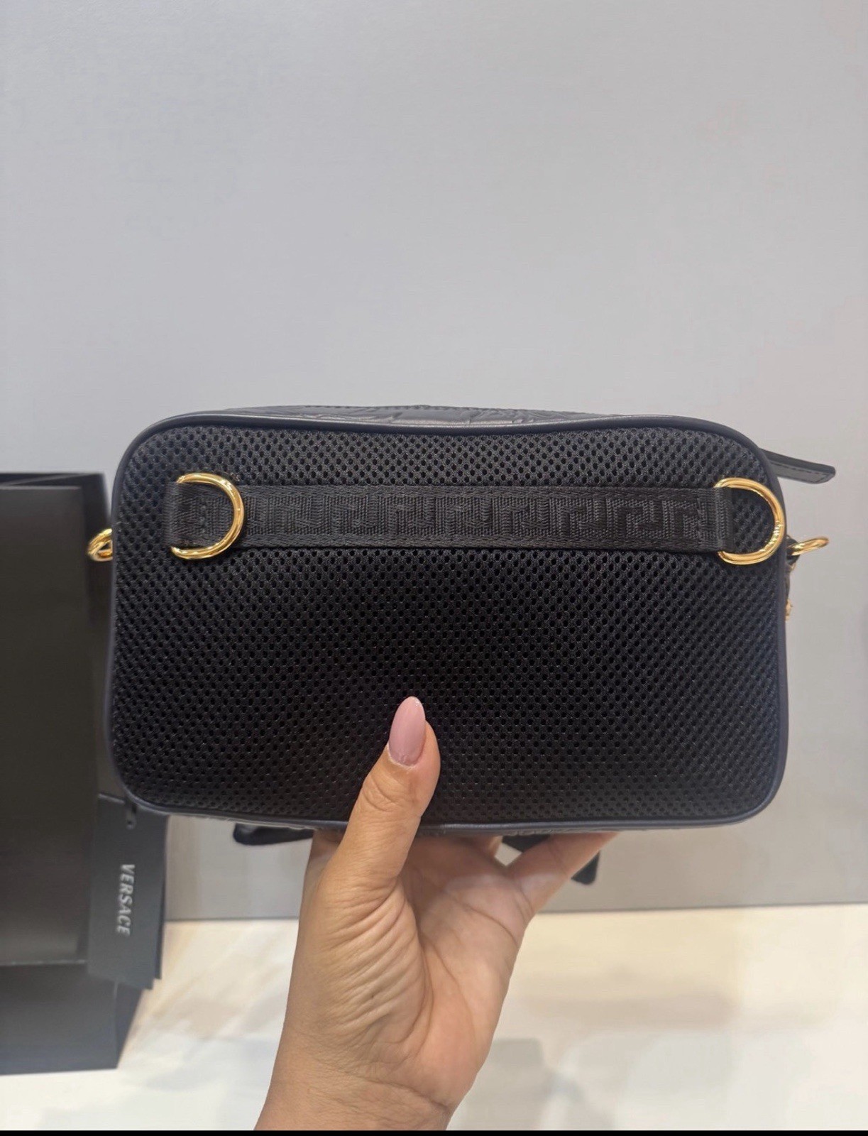 Versace Medusa Head Embossing Calf Leather Blue Crossbody Bag 1005464 IT NWT