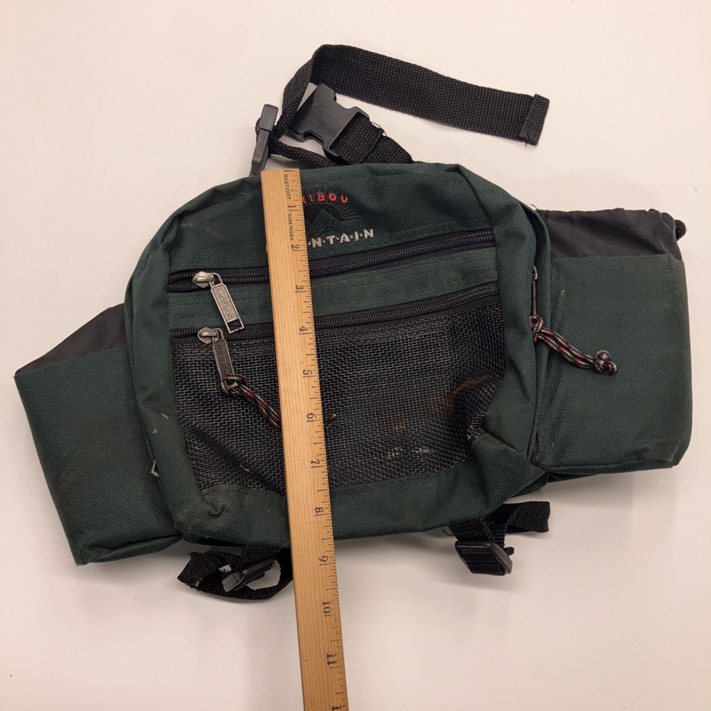 Caribou Mountain double water bottle green black hiking hip pack zip pockets