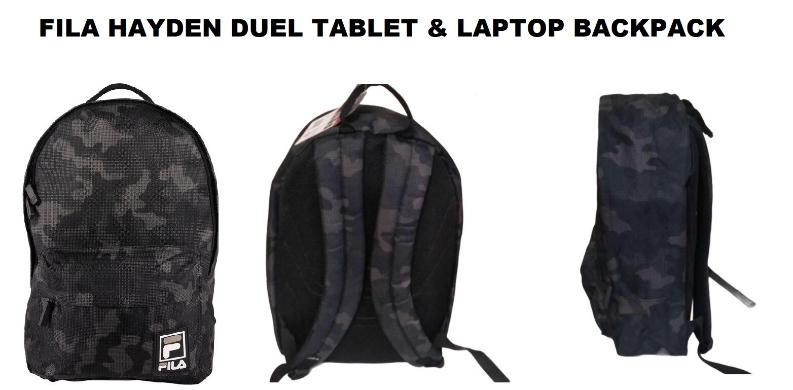FILA HAYDEN DUEL TABLET & LAPTOP BACKPACK-BOOK BAG CAMO NEW WITH TAGS
