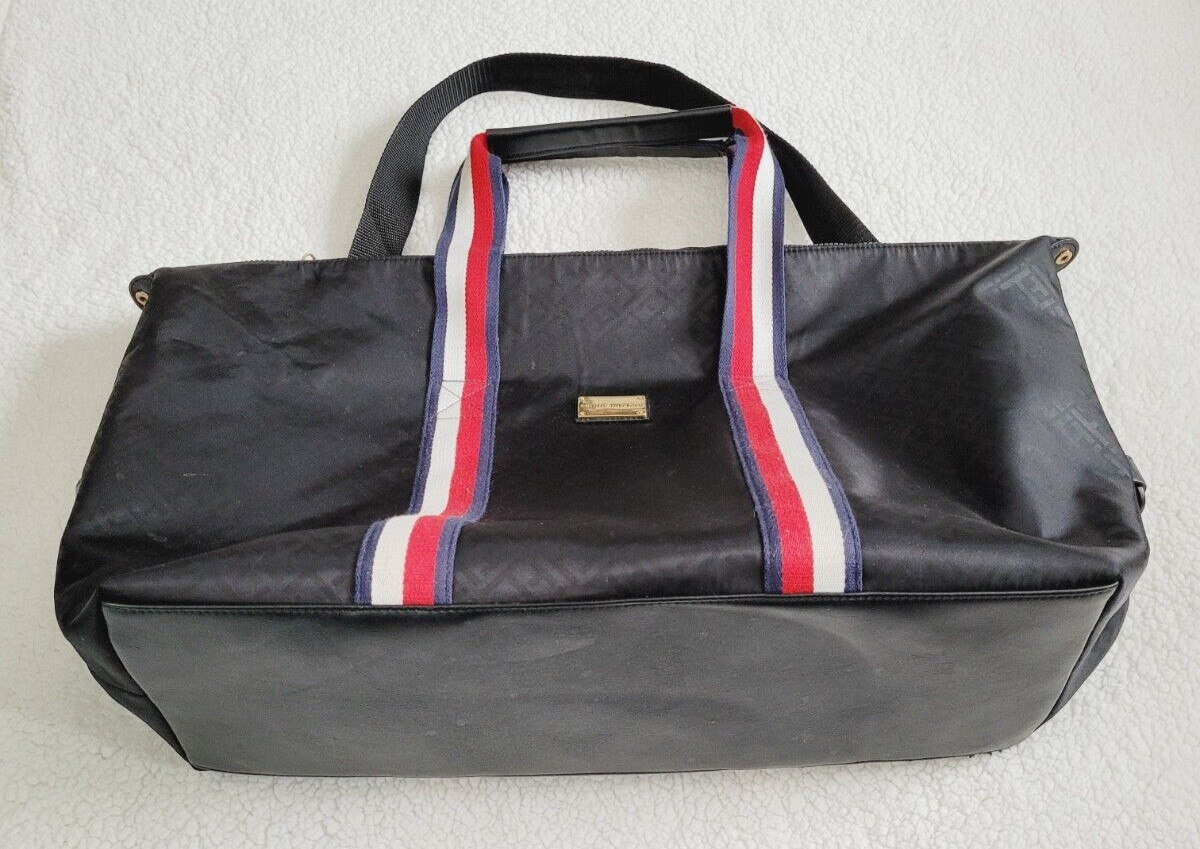 Tommy Hilfiger Weekender Tote Bag Black w/ Compartments and Handles Mega Space