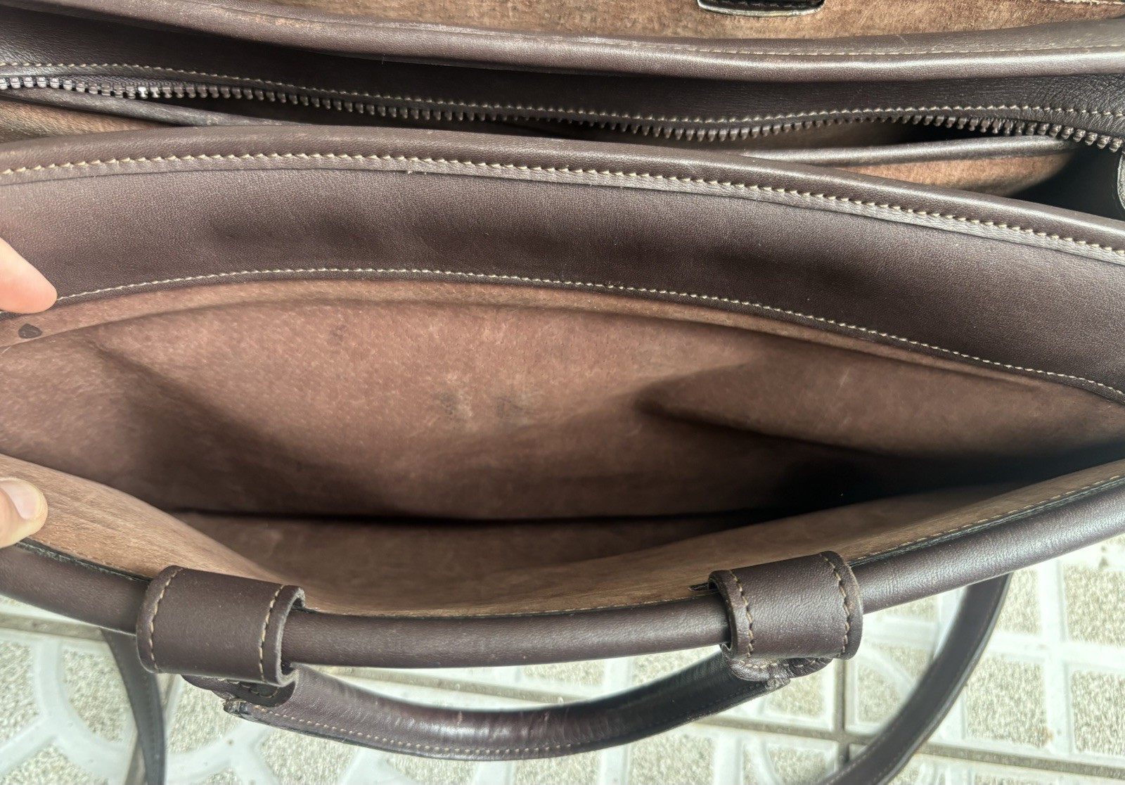 VTG Jack Georges Dark Brown Leather Executive Briefcase with Shoulder Strap RARE