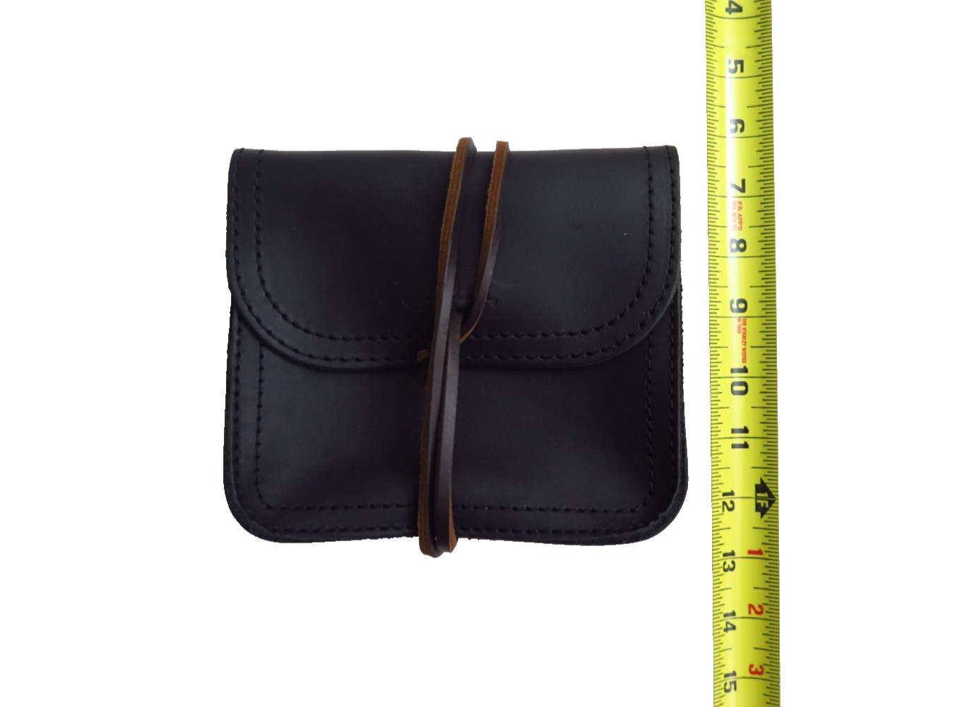 Saddleback Leather 6.5″x5.5″x1.5″ CLASSIC CABLE BAG Black with Dark Brown Strap