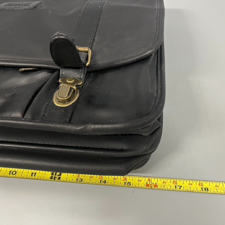 BILL BLASS Black Leather Laptop Messenger Travel Briefcase Shoulder Bag VTG