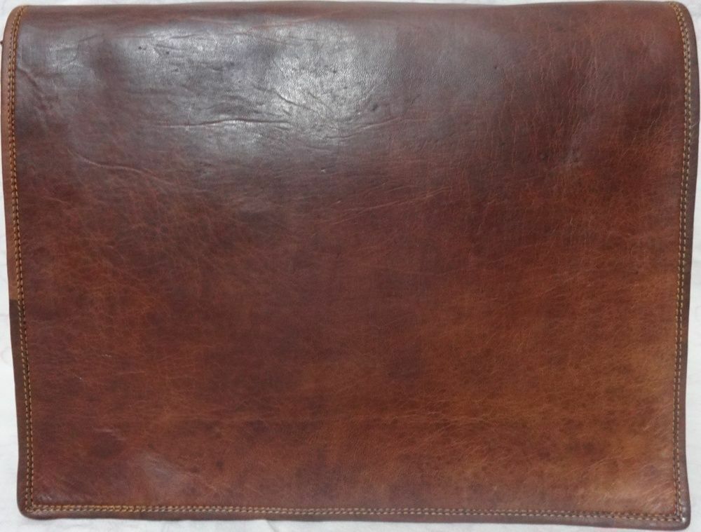 Men’s Genuine Leather Messenger Shoulder Crossbody Vintage Brown Satchel Bag
