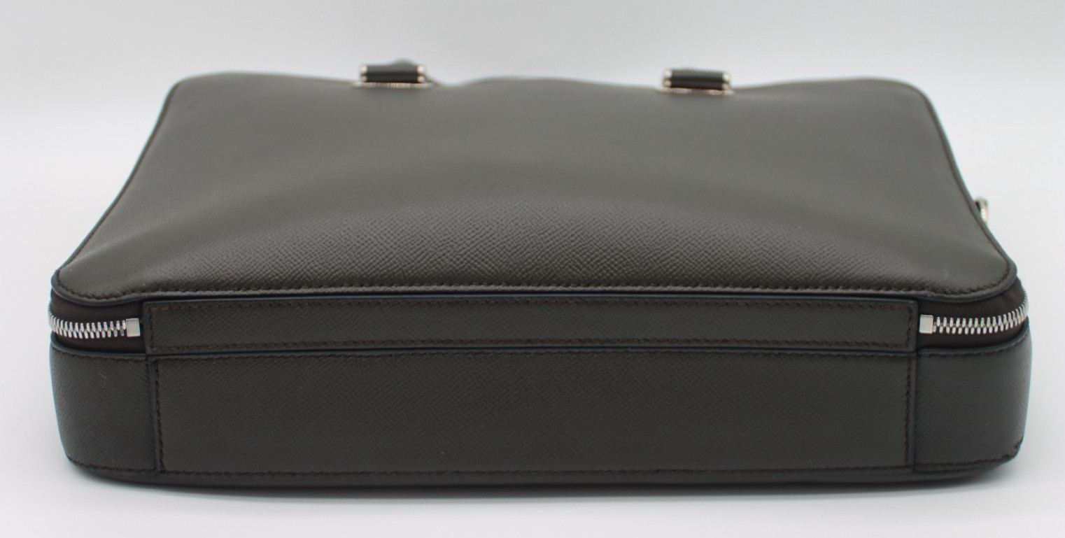 Dunhill Cadogan Single-Gusset Leather Document Case – Dark Olive Grey