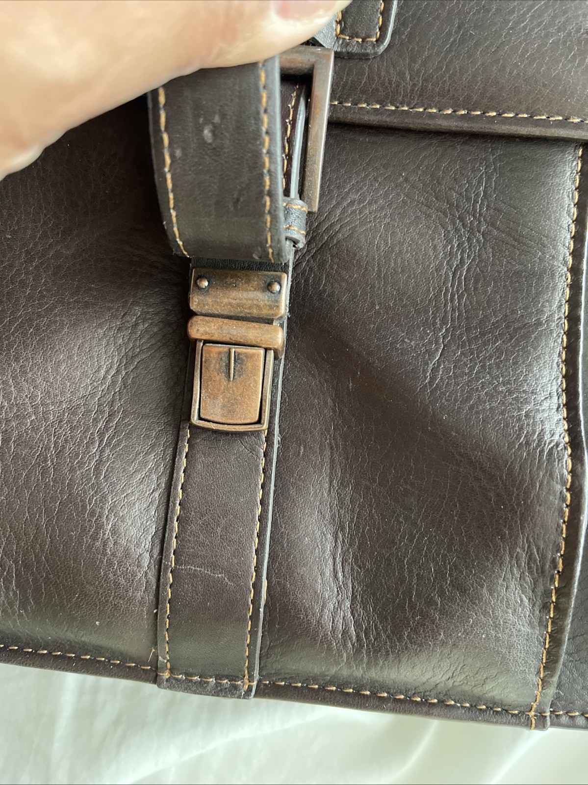 Kenneth Cole Genuine Leather Laptop Briefcase Reaction Brown Messenger Bag Heavy