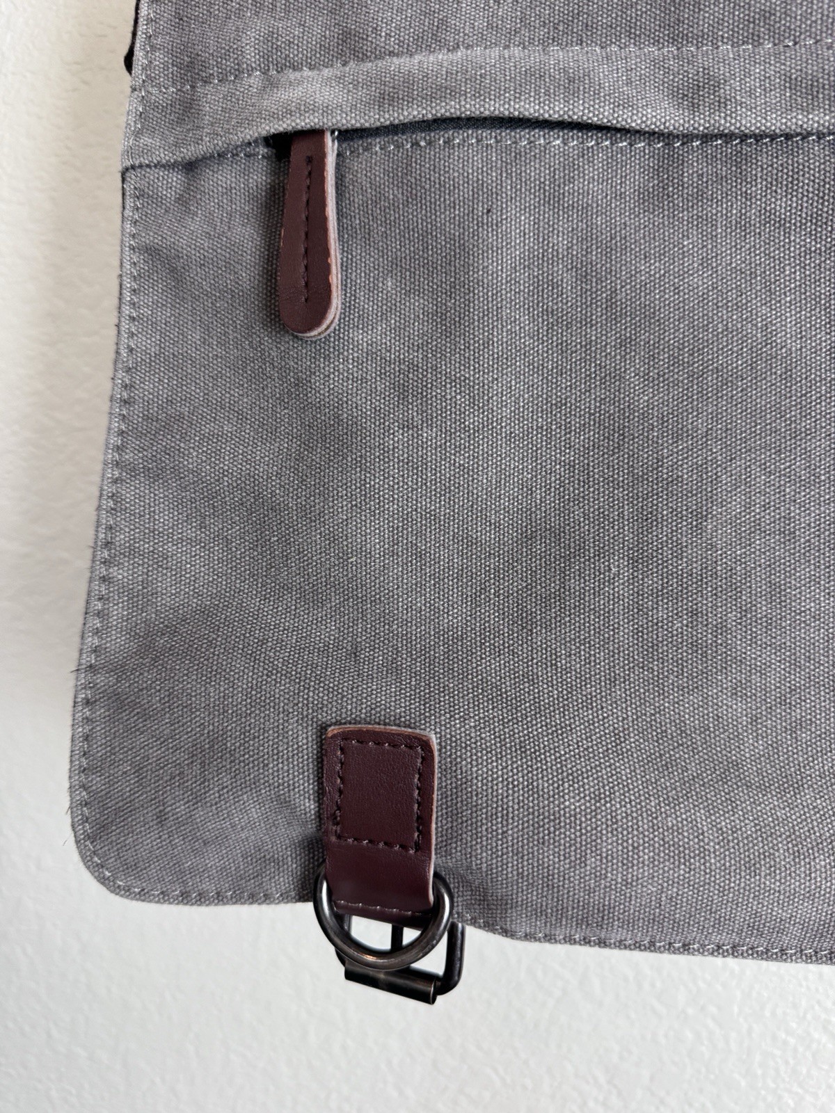 Vintage Sturdy Brown Heavy Canvas & Leather Messenger Bag-No Brand