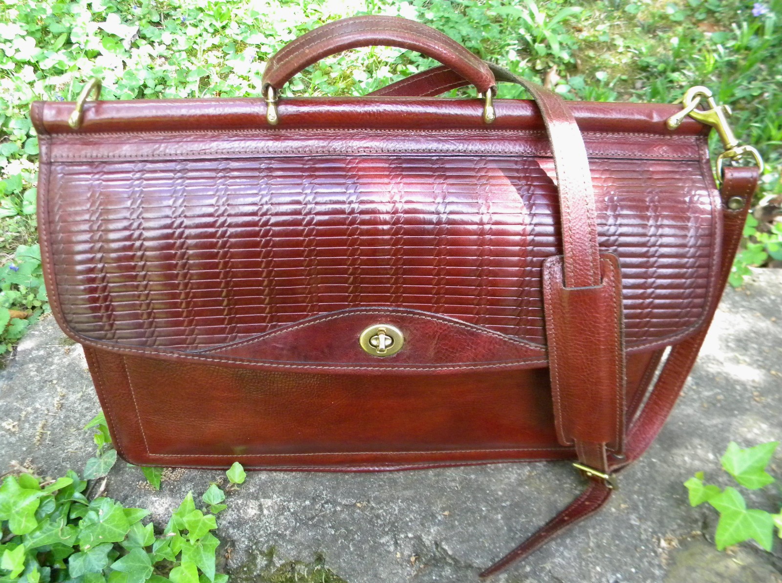 Vintage Jack Georges Leather Cognac Tuscany Executive Briefcase Messanger Bag