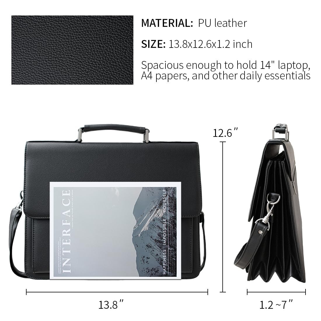 Mens Leather Briefcases Office Attorney Attache Case Ideal Gift Messenger Bag…