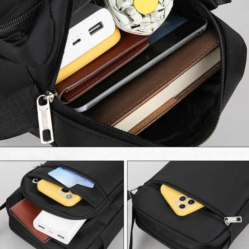 Men’s Nylon Shoulder Bag Business Leisure Large Capacity Portable Handbag Multi
