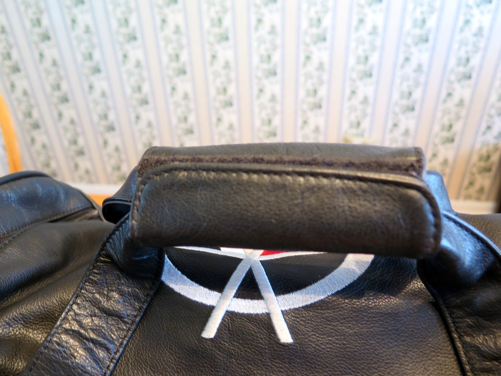 Vtg Black Leather Corvette Duffle Bag Embroidered Logo Travel Gym Weekender