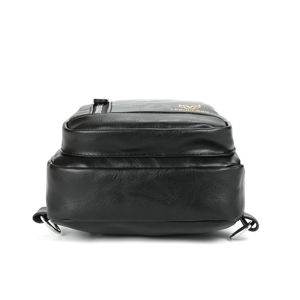 Men’s Leather Sling Bag Crossbody Chest Adjustable Strap Multiple Compartments