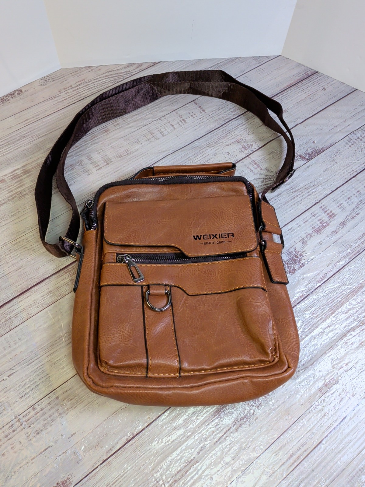 WEIXIER Men Crossbody Bag Shoulder Bag PU Leather Messenger Bag Handbag