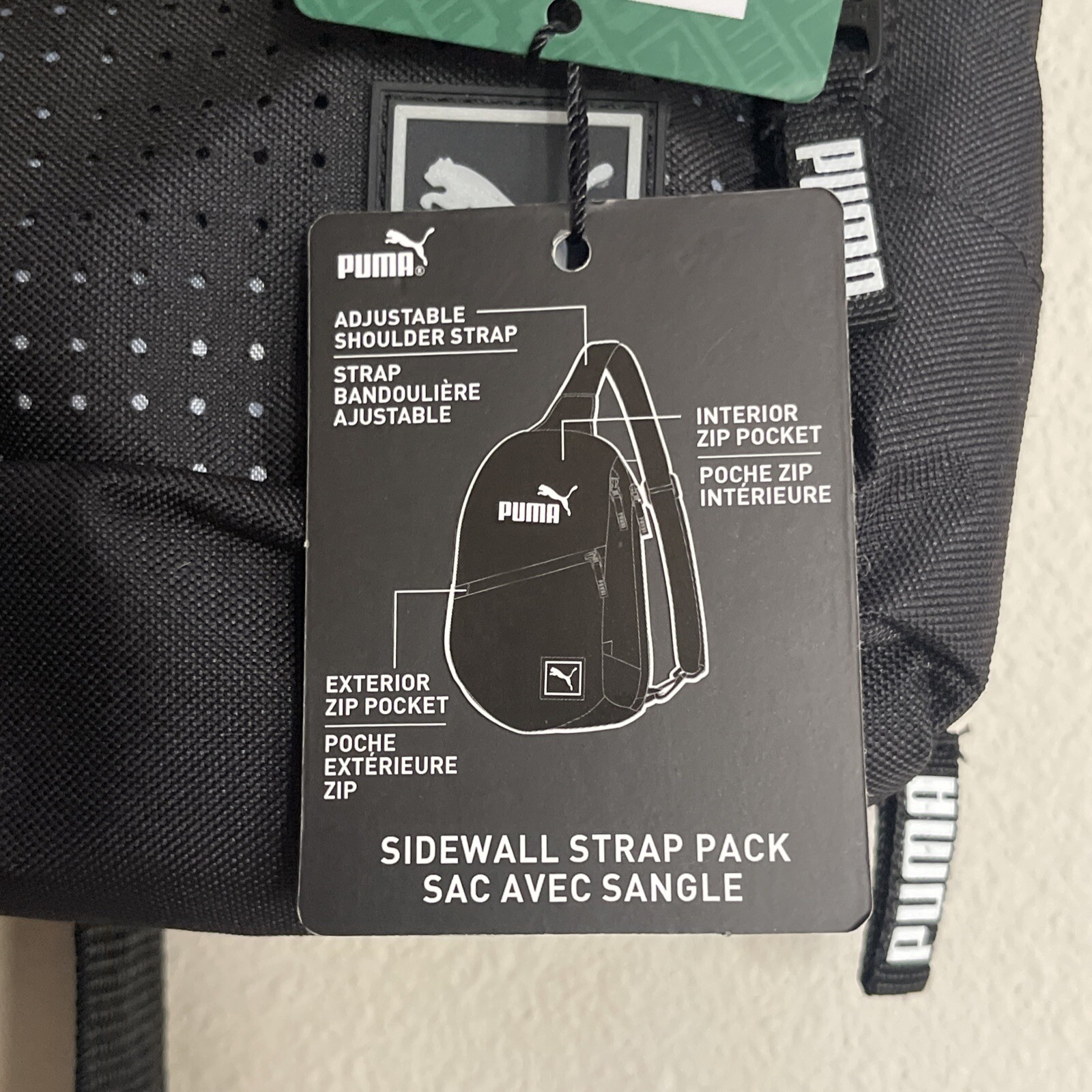PUMA STRAP BACKPACK multiple Zip Pockets Sling Bag Sidewall Strap New With Tags!