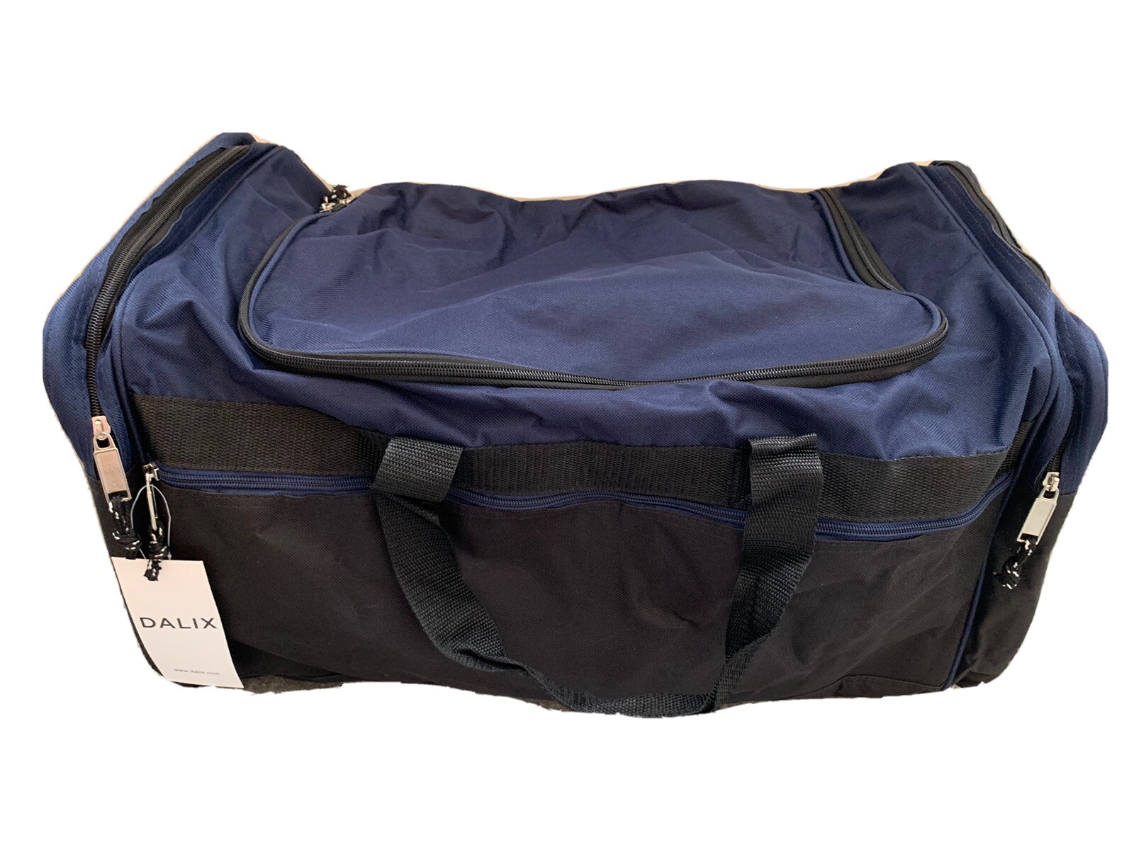 New Dalix Duffle Bag 4 Pockets Zip Two Toned Blue Black Travel Bag