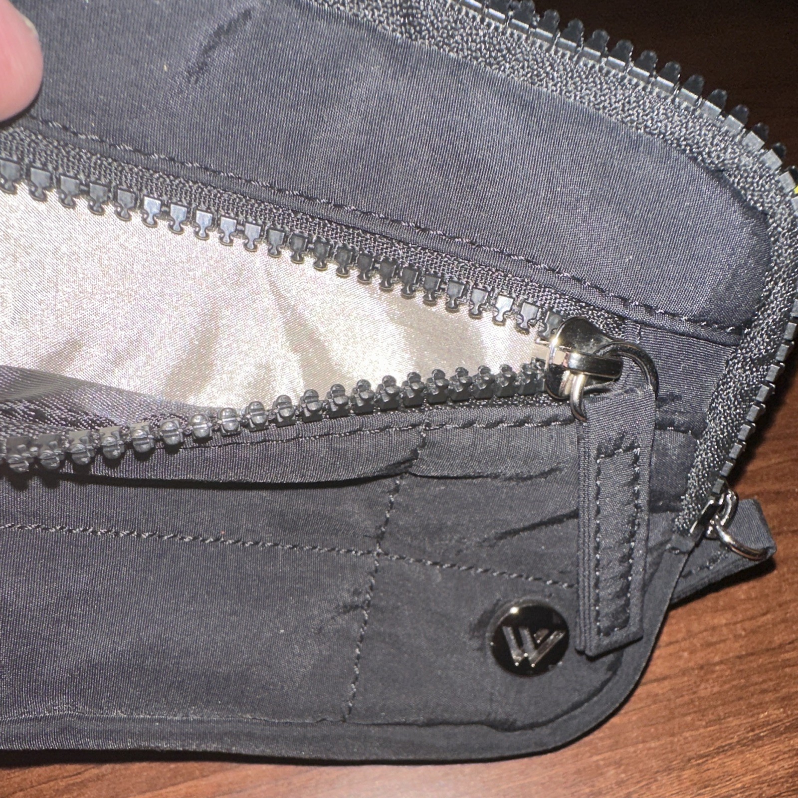 Gray Small Wristlet Zip Pouch w/ Wrist Strap & Clear ID Window Solid Unisex