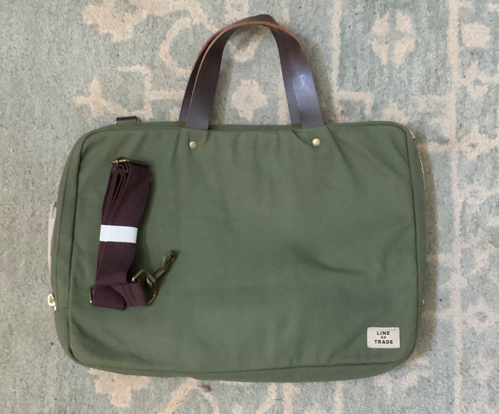 Line Of Trade Canvas Laptop Bag w/ Leather Double Handles & shoulder strap