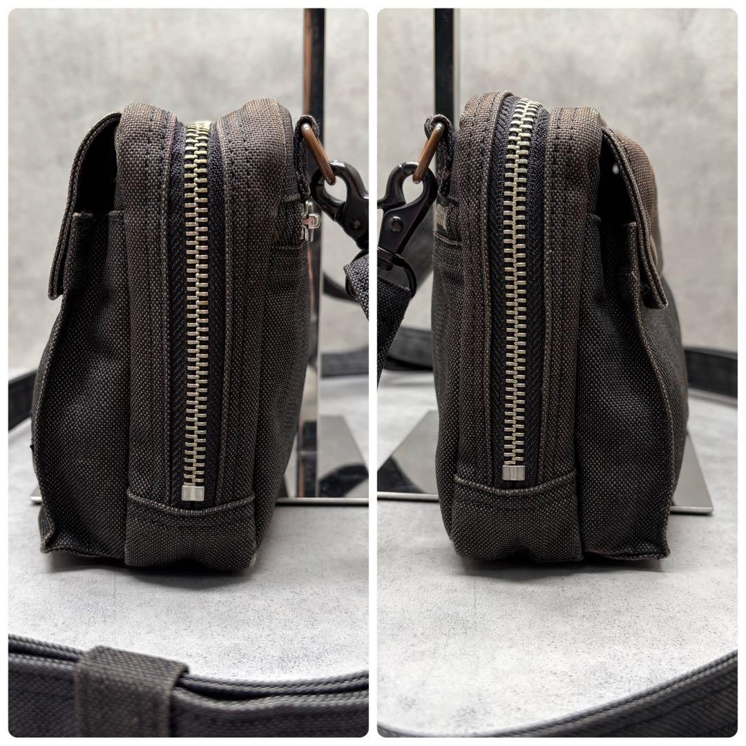 Authentic Yoshida Porter Faded Canvas Shoulder Bag 16cm x 26cm Charcoal Gray