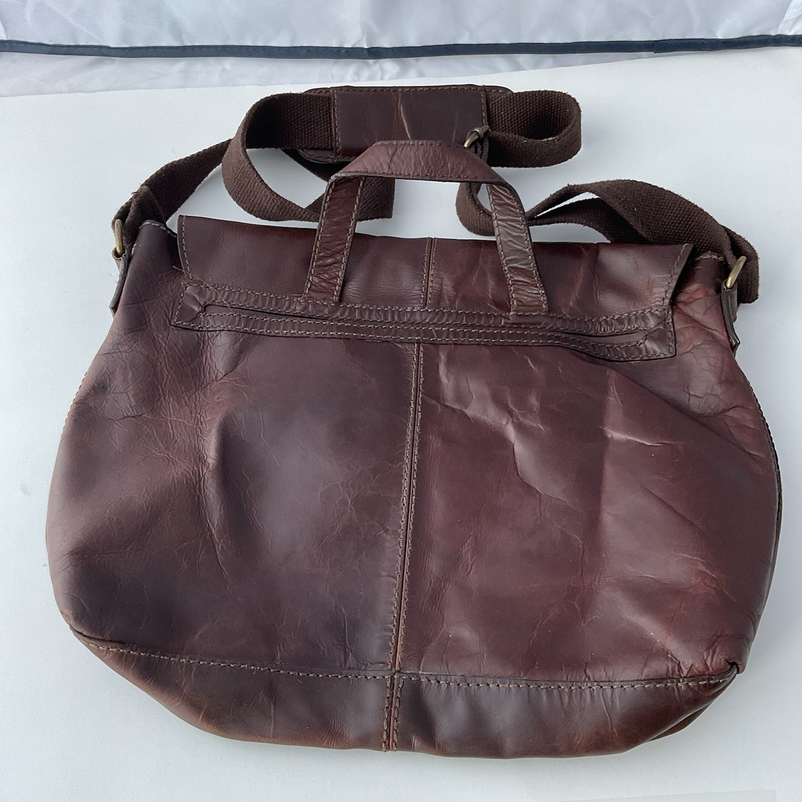 Vintage Distressed Wilsons Leather Brown Single Flap Messenger Bag Commuter Tote