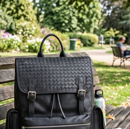 Handmade Woven Leather Backpack Laptop Bag Travel Work Rucksack Men Women