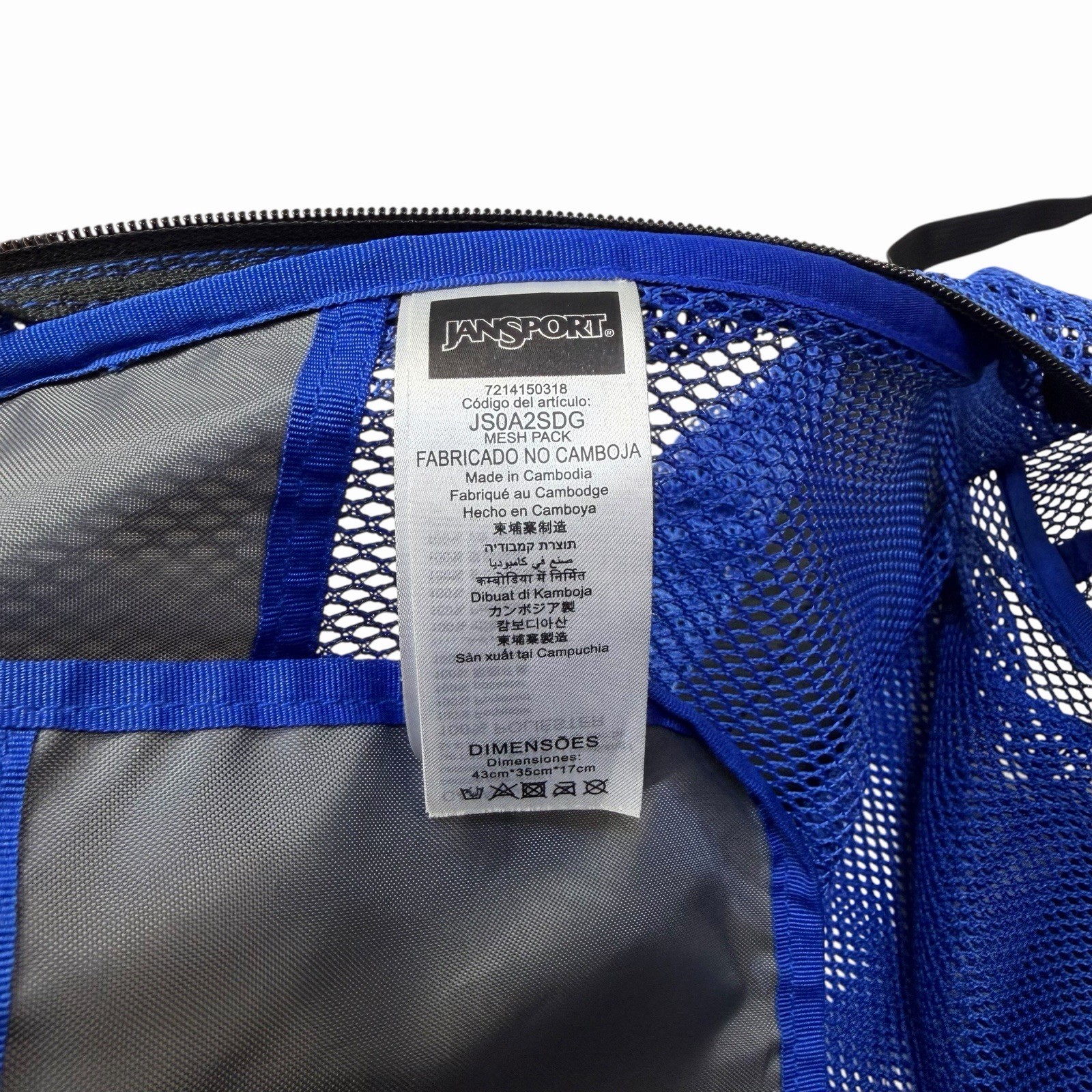 Jansport Royal Blue Mesh See Through Unisex Backpack