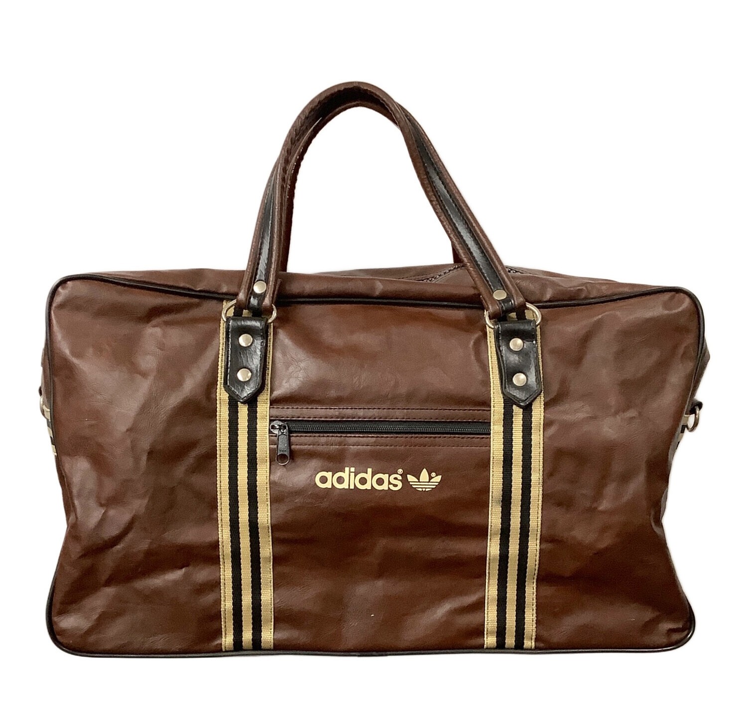 adidas Boston bag Brown Nylon Leather Men Handbag sports bag Vintage look