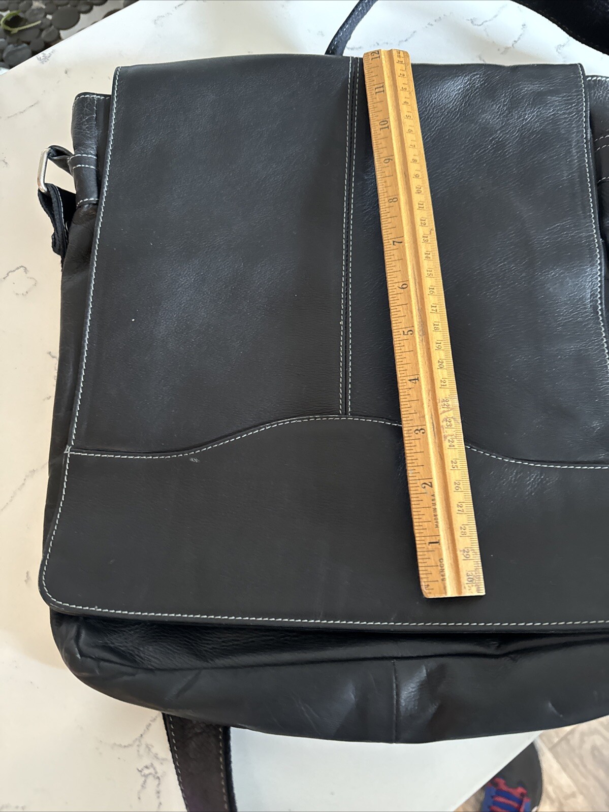 Colombia Black GENUINE LEATHER FLAP ZIP TOP MESSENGER SHOULDER BAG
