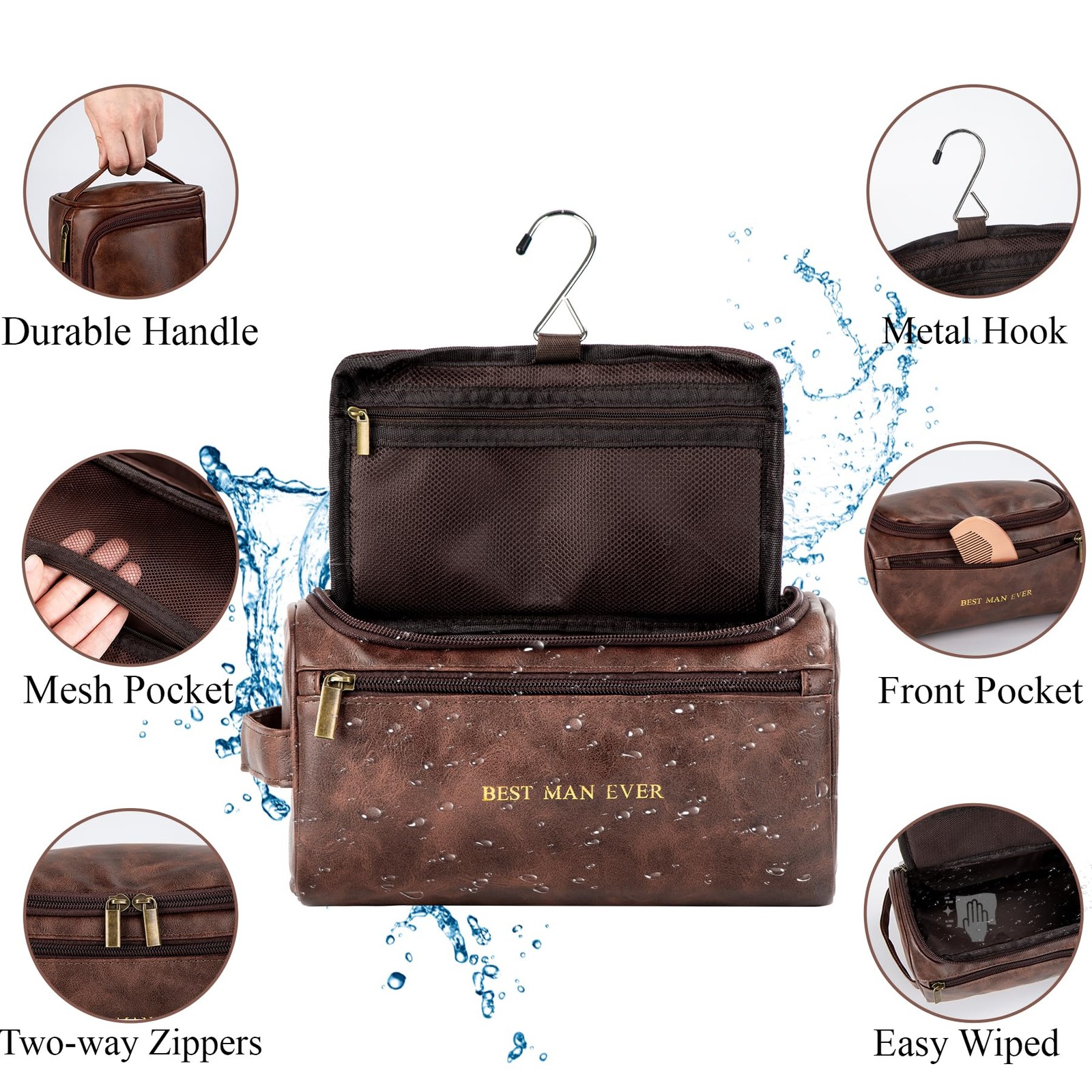 Flycalf Personalized Mens Toiletry Bag for Men ENJOY Coffee