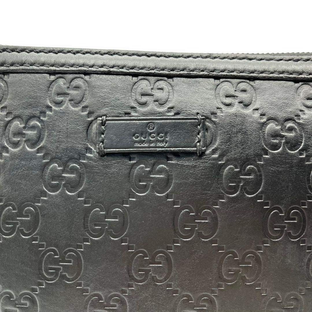 GUCCI Guccissima Black Men’s Second Bag Clutch Bag Leather Used