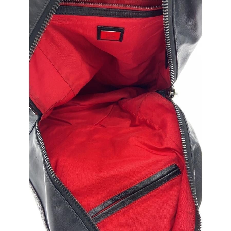 Christian Louboutin Authentic Backpack Black Leather Shoulder Zip Rucksack Red
