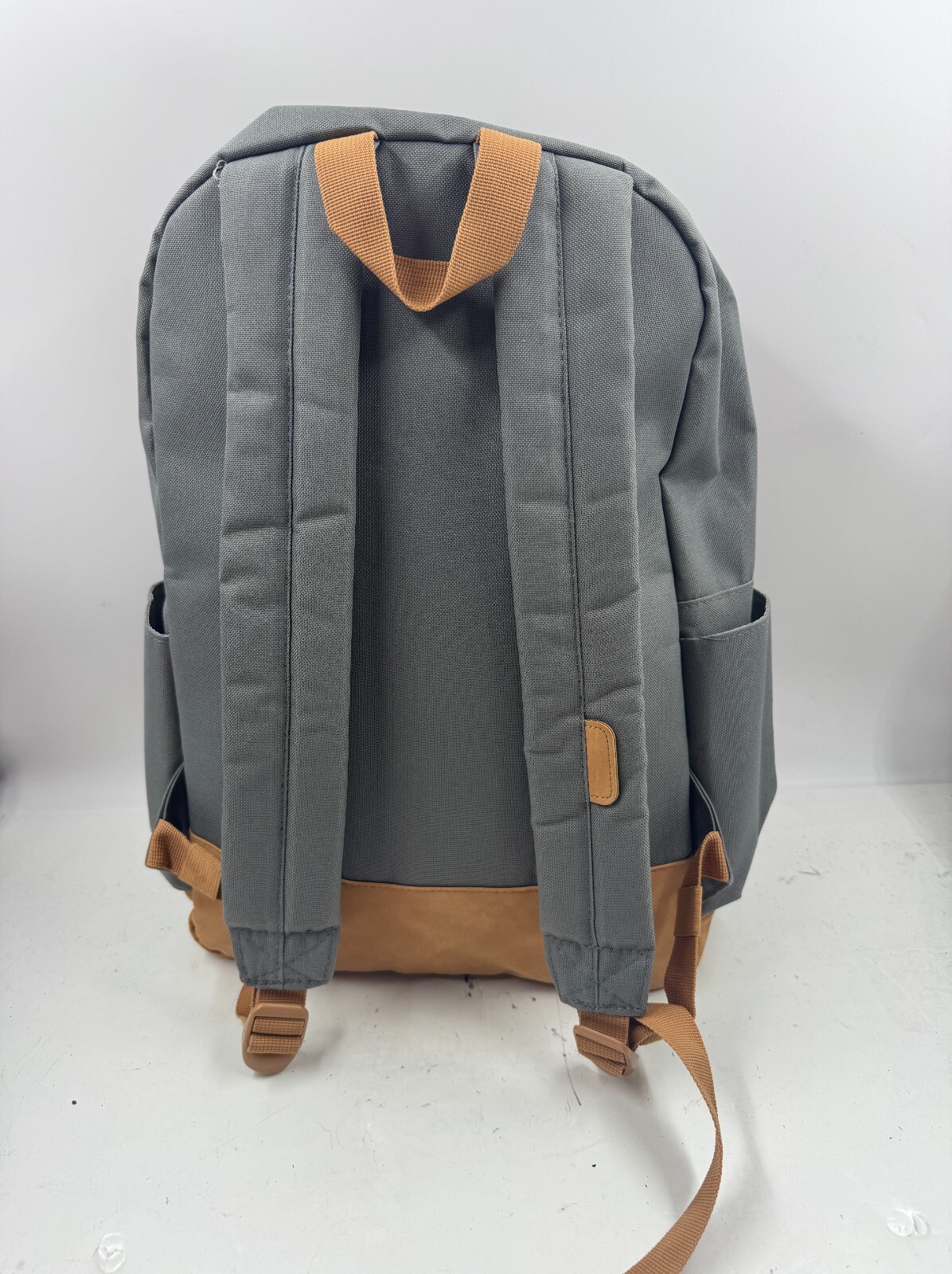 Lucky Brand Backpack Gray Canvas Brown Leather Day Pack