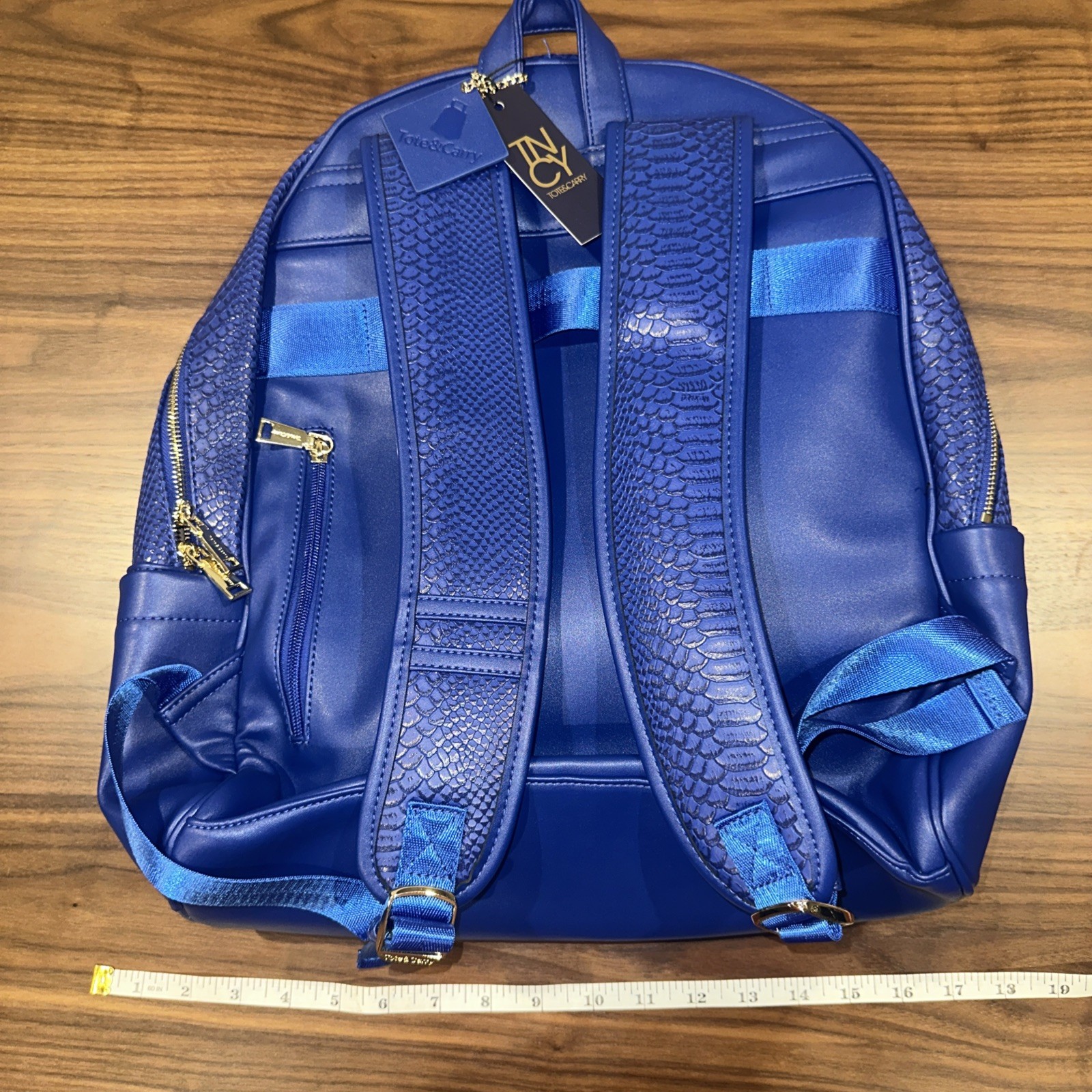 Tote&Carry Tote And Carry Organic Snakeskin Backpack Royal Blue NWT