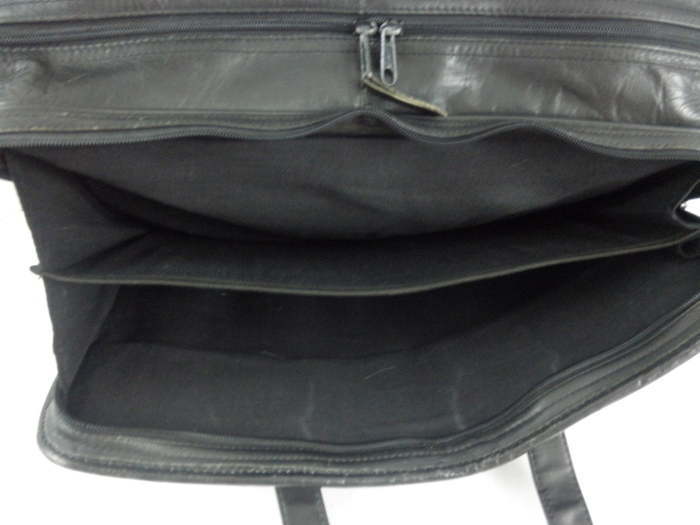 Black Leather Laptop Case Briefcase Expandable Audio Pocket Pinnacle Leather