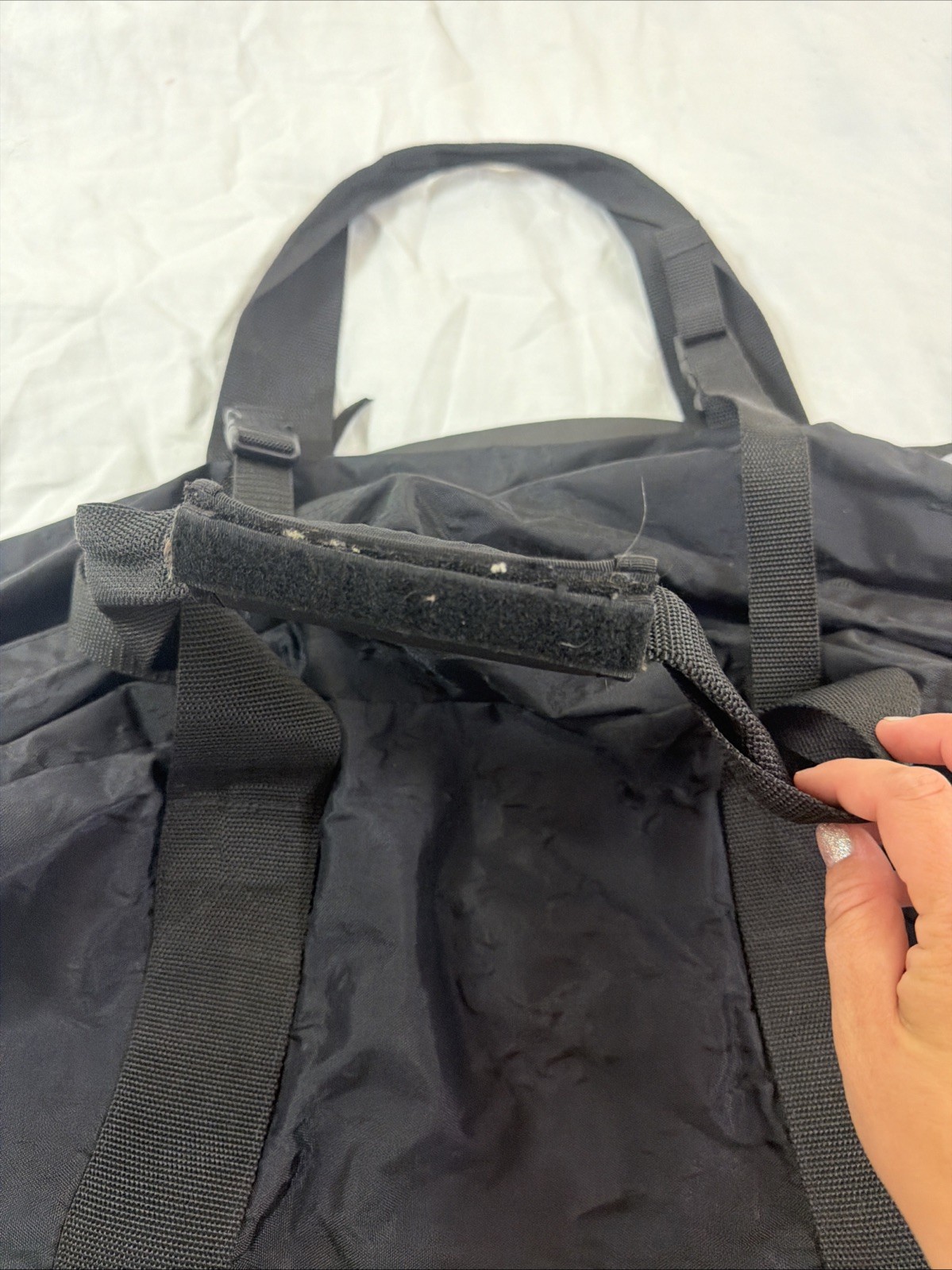 LL Bean Black Duffle Bag With Shoulder Strap Large 33x18x11