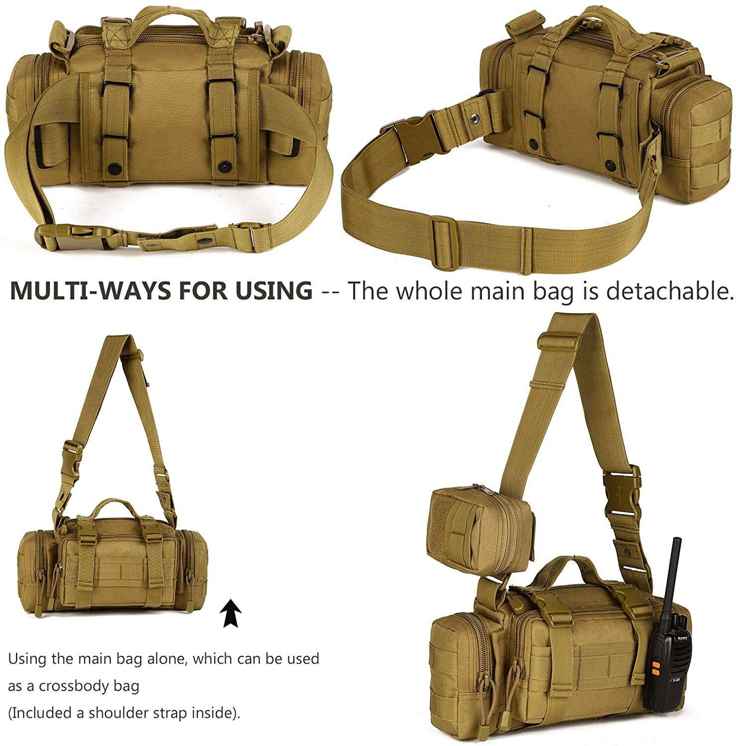 Outdoor Military Tactical Waist Pack Waterproof Camping Hiking Backpack Pouch US