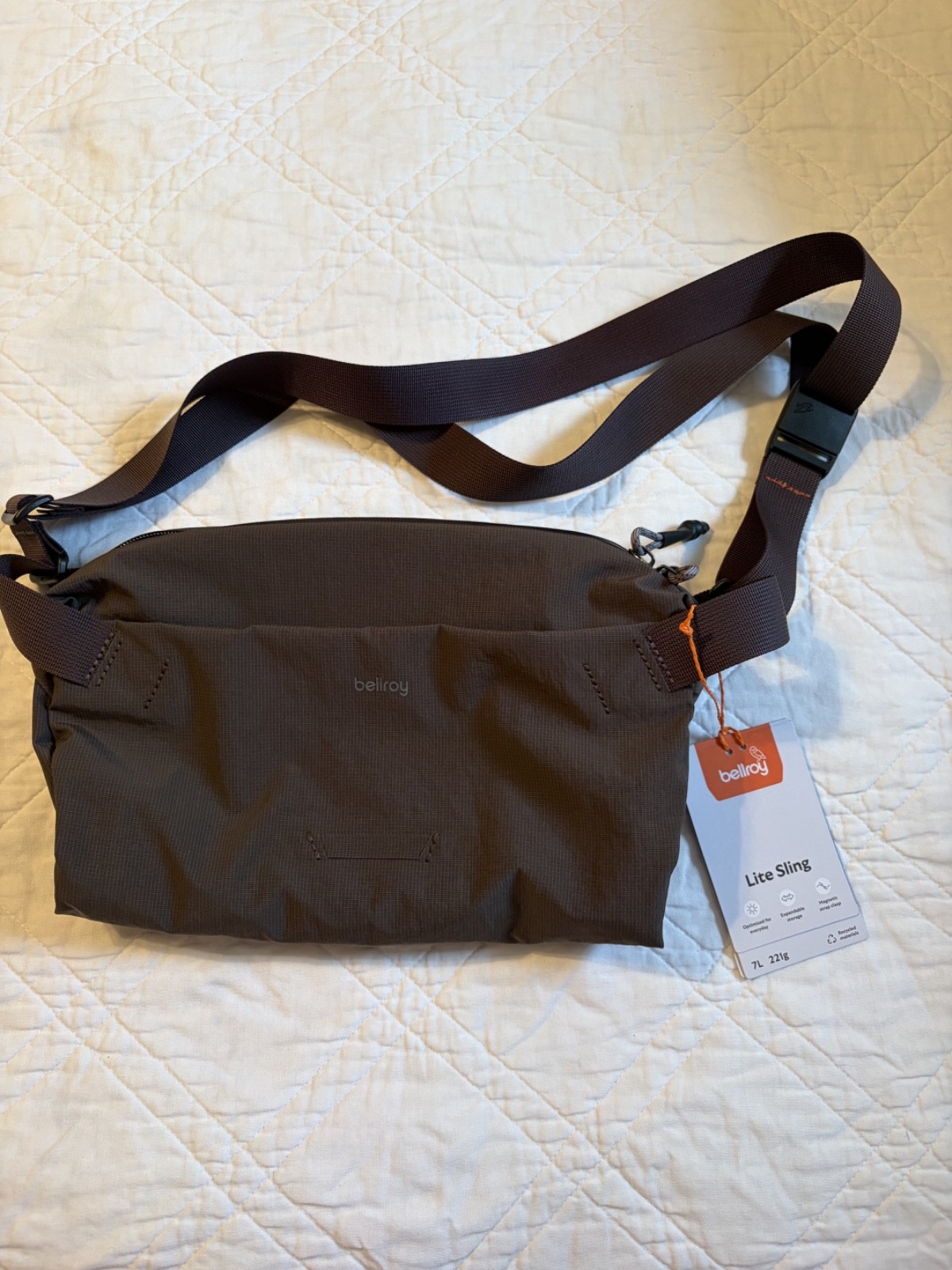 Bellroy Lite Sling 7L River Rock Brown Lightweight Crossbody Bag NWT