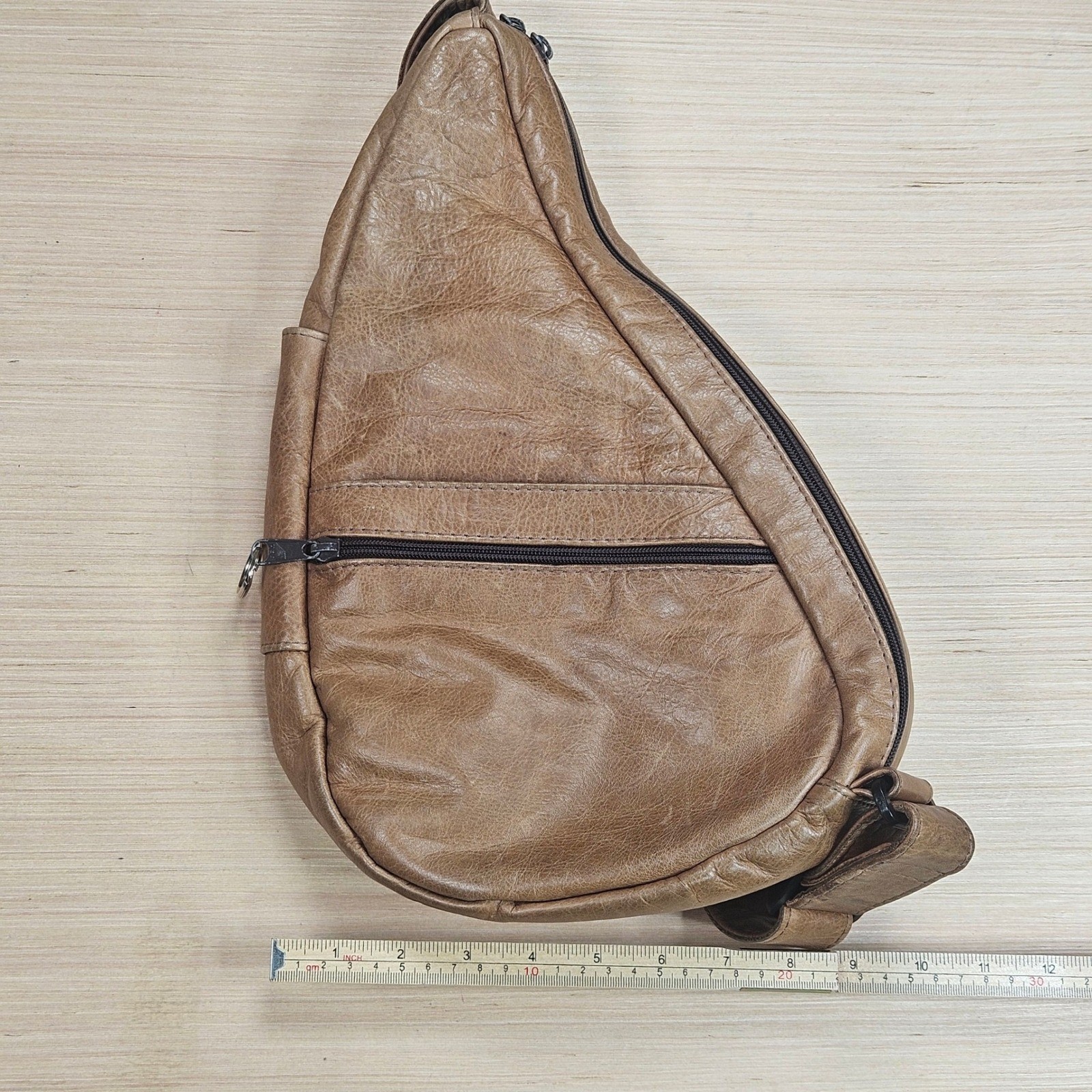 AmeriBag Healthy Crossbody Back Bag Back Unisex Brown Leather Sling Ergonomic