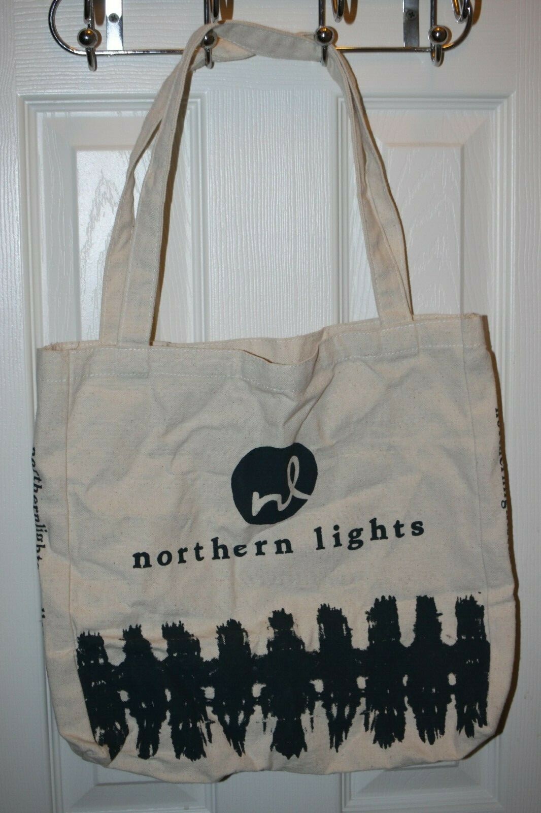 NEW NORTHERN LIGHTS TOTE CANVAS BAG WITH BLACK LETTERING 13.75″ LONG