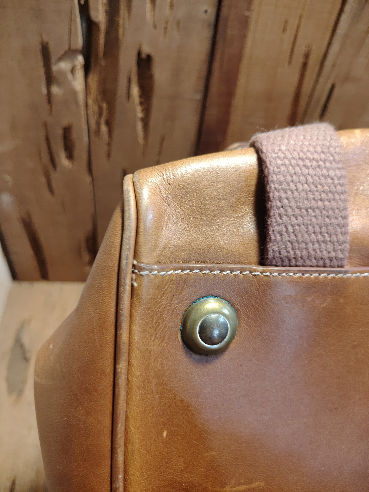 Vtg Express French Country Full Grain Leather Duffle Tack Bag Distressed Look