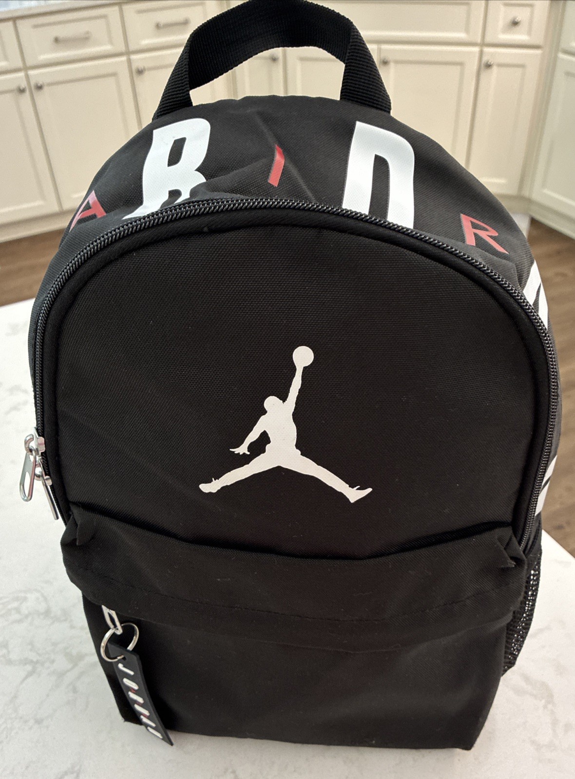 Jordan Air Mini Backpack Travel Bag Black White Red 13.75”x 10”x 6” Zippers Good