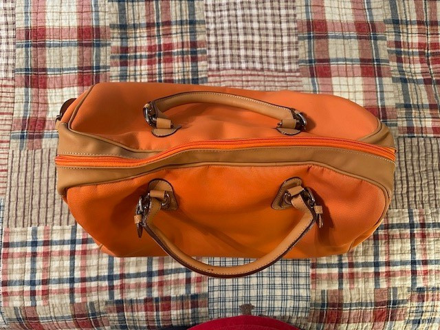 Mulholland Medium Orange Velocity Synthetic Hippo Duffel NWT