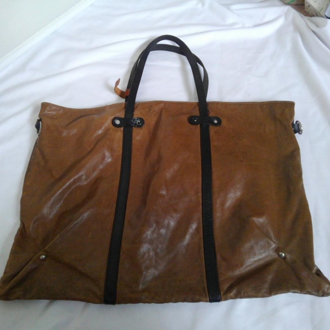Authentic Vintage Leather Tote Bag, Brown, 42cm Tall, 58cm Wide, Equestrian Styl
