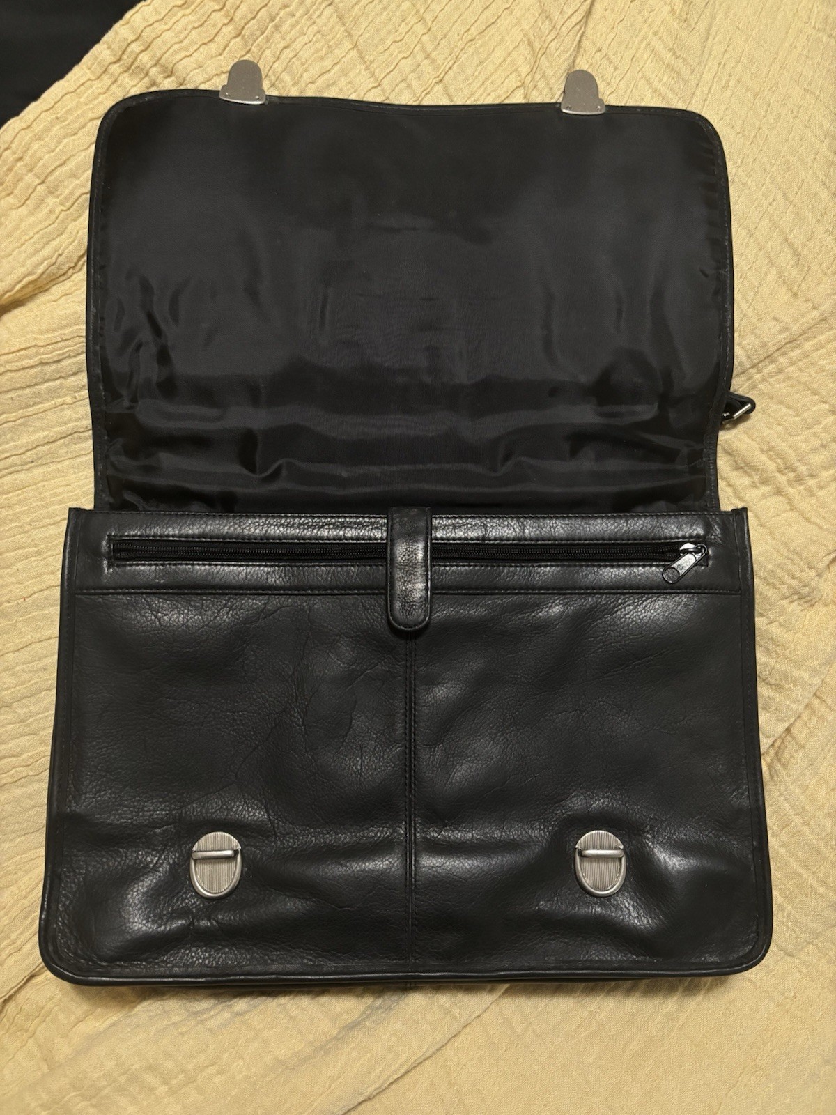 Vintage Wilsons Leather Expandable Briefcase Laptop Messenger Bag Black w/Strap