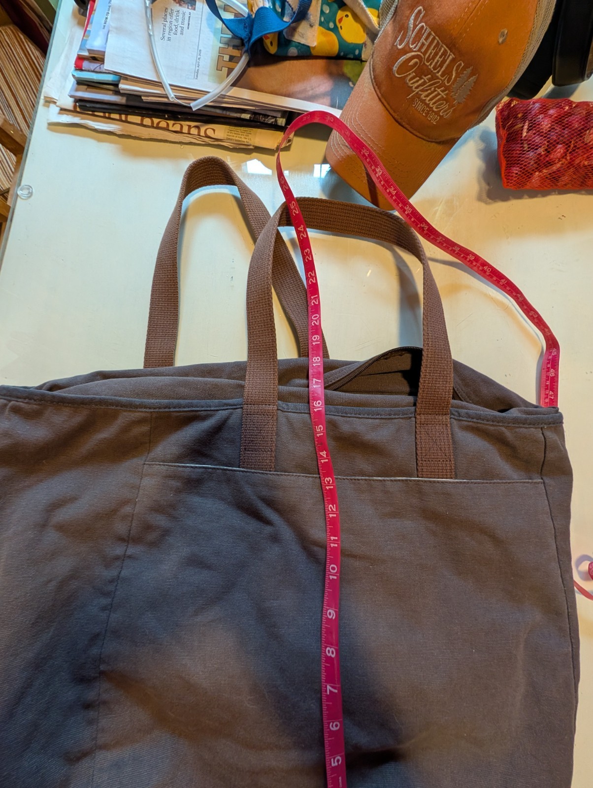 Duluth Trading Co. deep purple Large Tote Bag Zip Closure Inner Outer Pockets