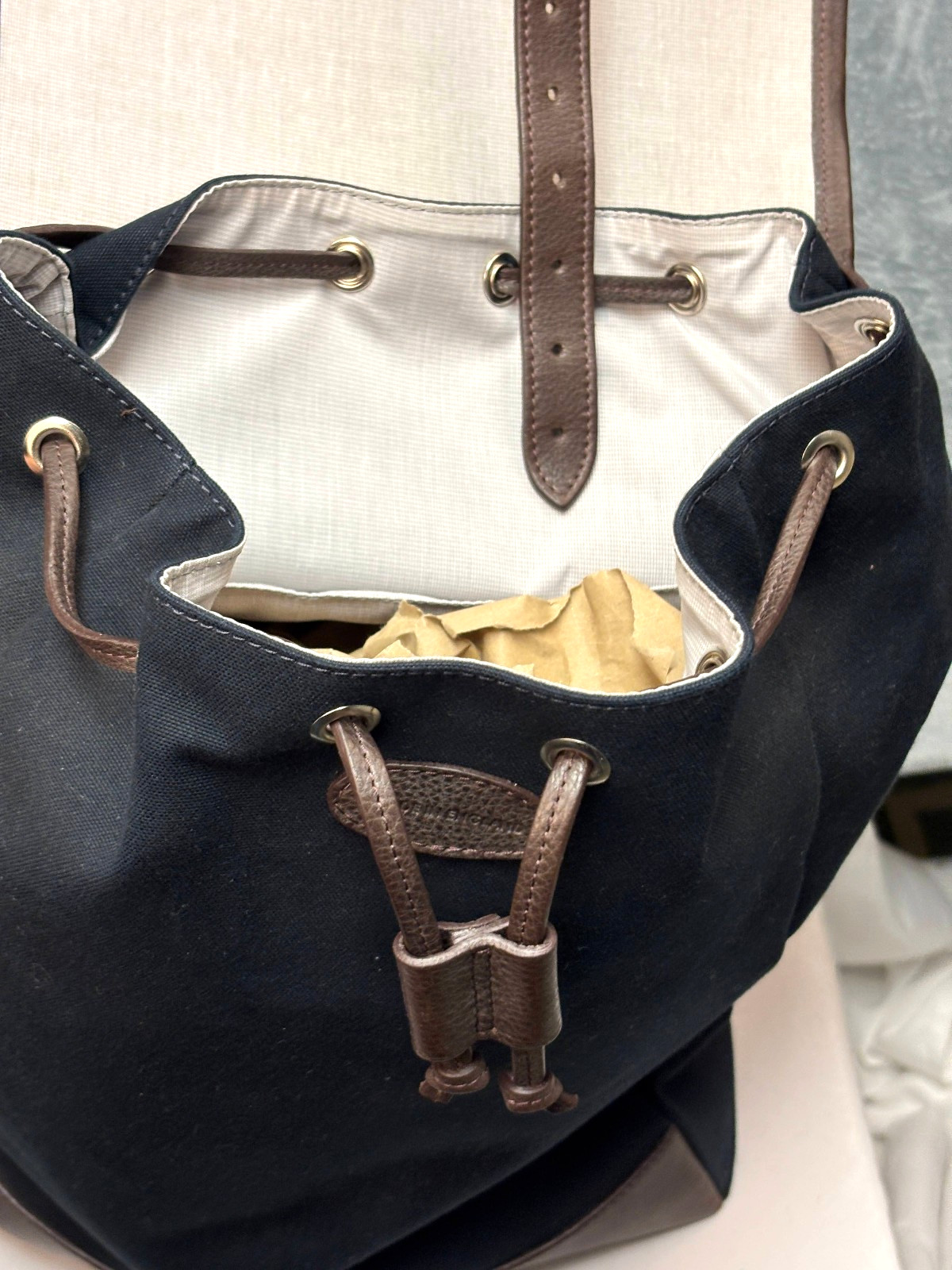 $355 New Daines & Hathaway Ventile Canvas Leather Backpack Navy Ventile DUFFLE