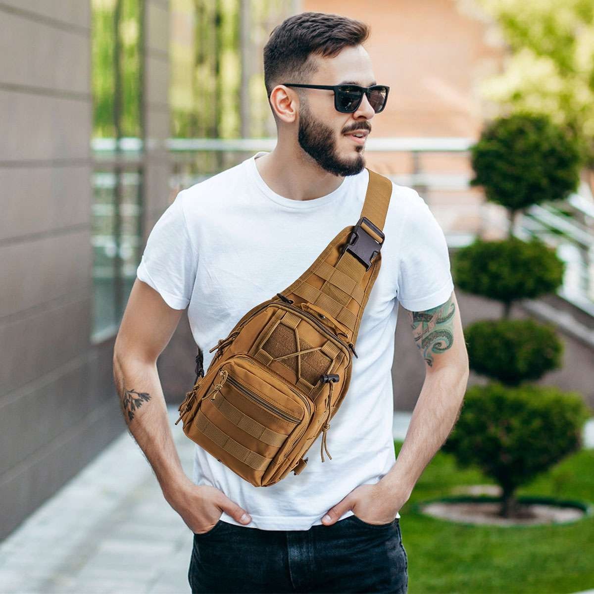 Mens Outdoor Shoulder Chest Bag Military Tactical Backpack Travel Camping Hiking